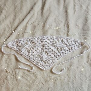 2/$10 Handmade White Crochet Bandana
